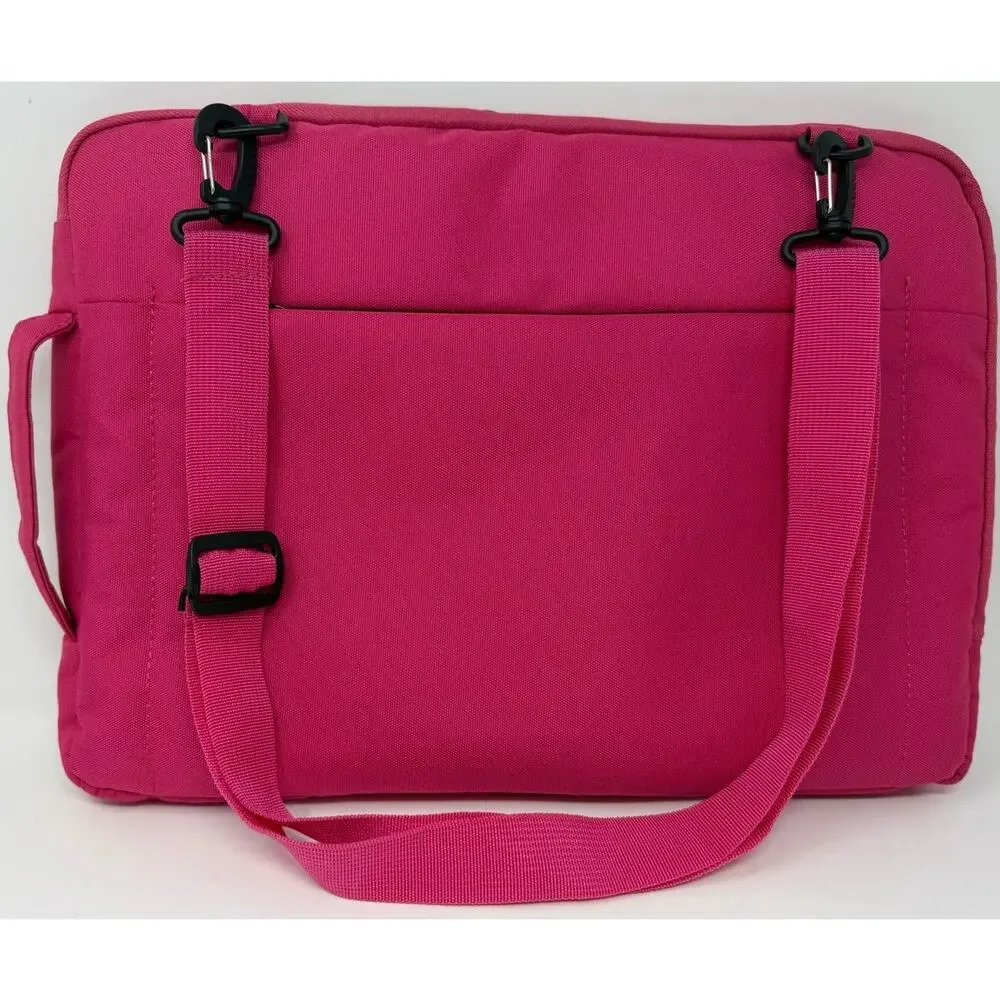 Brinch Laptop Bag Pink Nylon Envelope Style Shoulder Bag Zippered Compartments